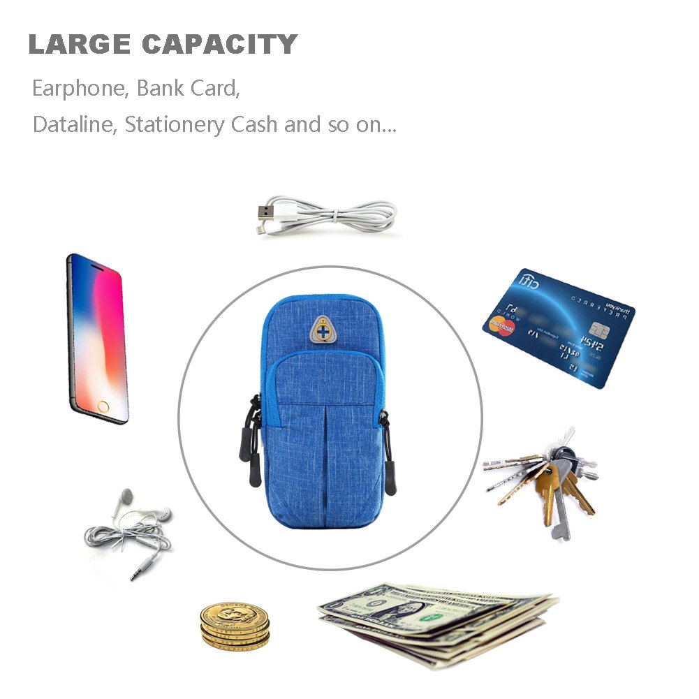 LENPOW Multifunctional Outdoor Sports Armband Sweatproof Running Armbag Casual Arm Package Bag Gym Fitness Cell Phone Pockets Key Holder for iPhone X 8 7 6s 6 Plus Samsung Galaxy Note 5 4 S9 S8 Edge