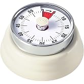 Elegant Stainless Steel Vintage Kitchen Timer with Magnetic Attachment - 60-Minute Countdown &amp; Audible Alarm, Perfect for Cooking, Office Tasks, and Study Sessions (01-Beige)