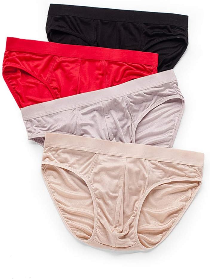Men's 100% Silk Knitted Bikini Panties Briefs Underwear