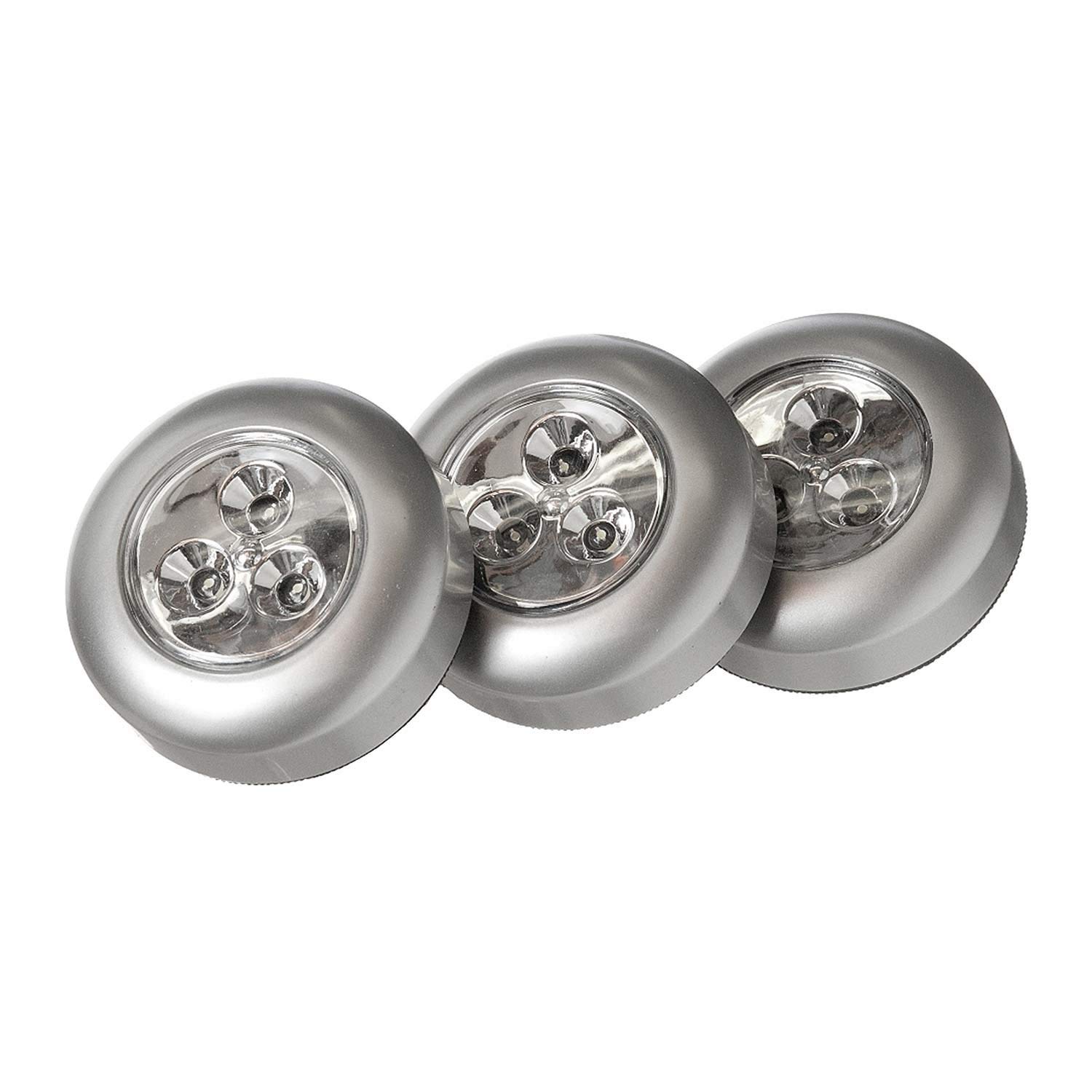 LIGHT IT! by Fulcrum 30010-301 3-LED Wireless Mini Stick On Touch Light, 2-Pack of 3, Silver