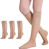 Yilanmy 3 Pairs Compression Stockings for Women 40D Knee High Socks 10-15mmHg Support Socks
