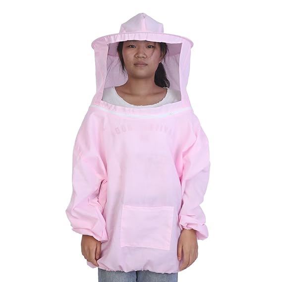 Zerodis Imkerei Anzug mit Hut und Schleier Imkerei Jacke Baumwolle Bienenzucht Werkzeuge Zubehör Imkerei Ausrüstung für Mann Frauen(Rosa)