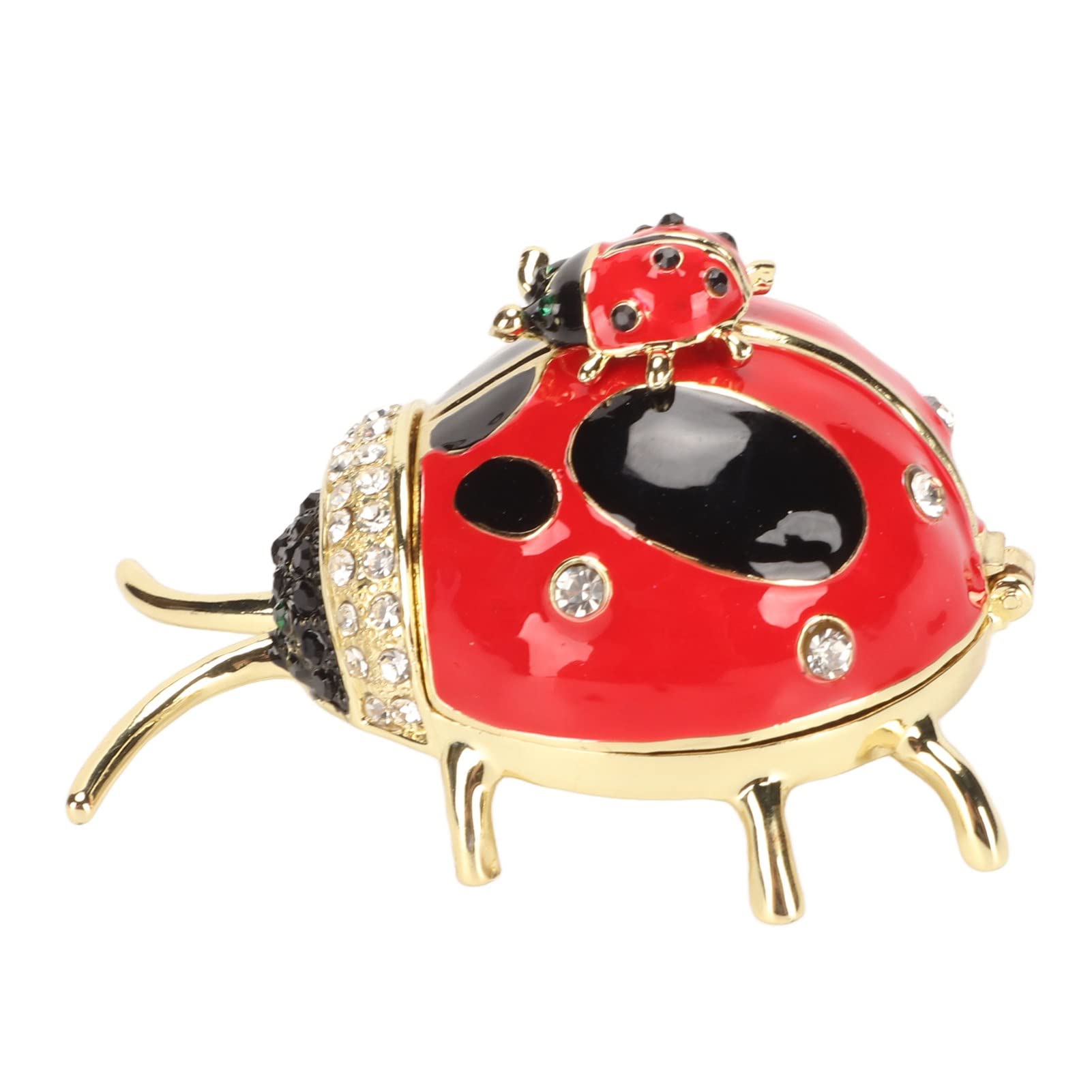 Ring Trinket Box, Colored Enamel Ladybug Trinket Box for Earrings