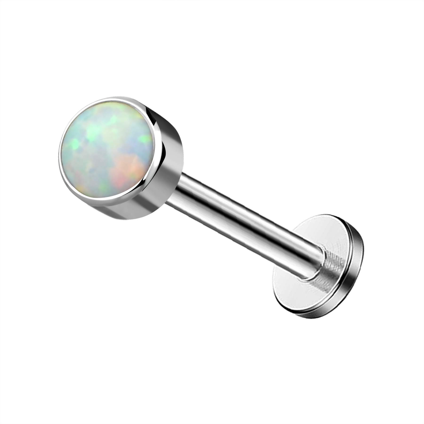 Melighting Labret Bars Grade 23 Solid Titanium Internally Thread Lip Studs 16G Opal Clear CZ Lip Ring Labret Piercing Jewellery Tragus Helix Earrings Opal 4MM