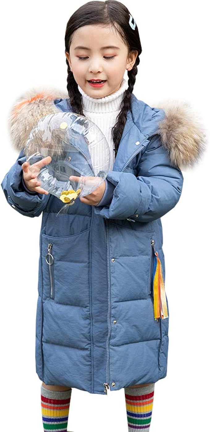 Lpattern キッズ服 女の子 ダウンコート 綿服 コート ジャケット フアーフード付き ガールズ ロングコート 通園 通学 お出掛け 暖かい 保温 160 ブルー コート ジャケット 通販 Amazon