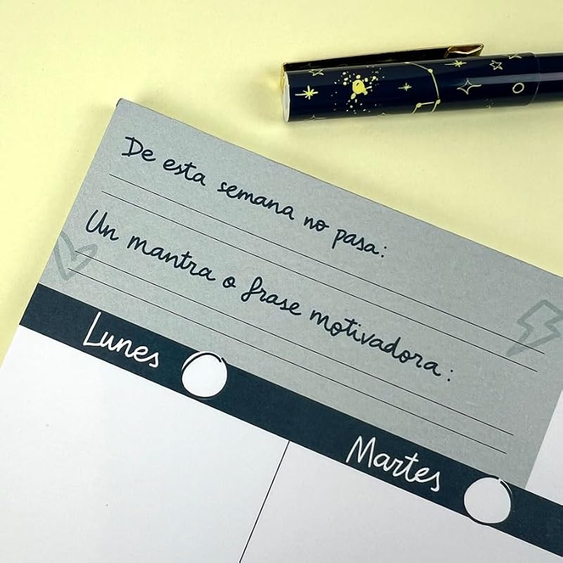 Planificateur hebdomadaire Pedrita Parker A4 - Planificateur hebdomadaire en espagnol sans date pour améliorer votre productivité [52 feuilles de grammage élevé]