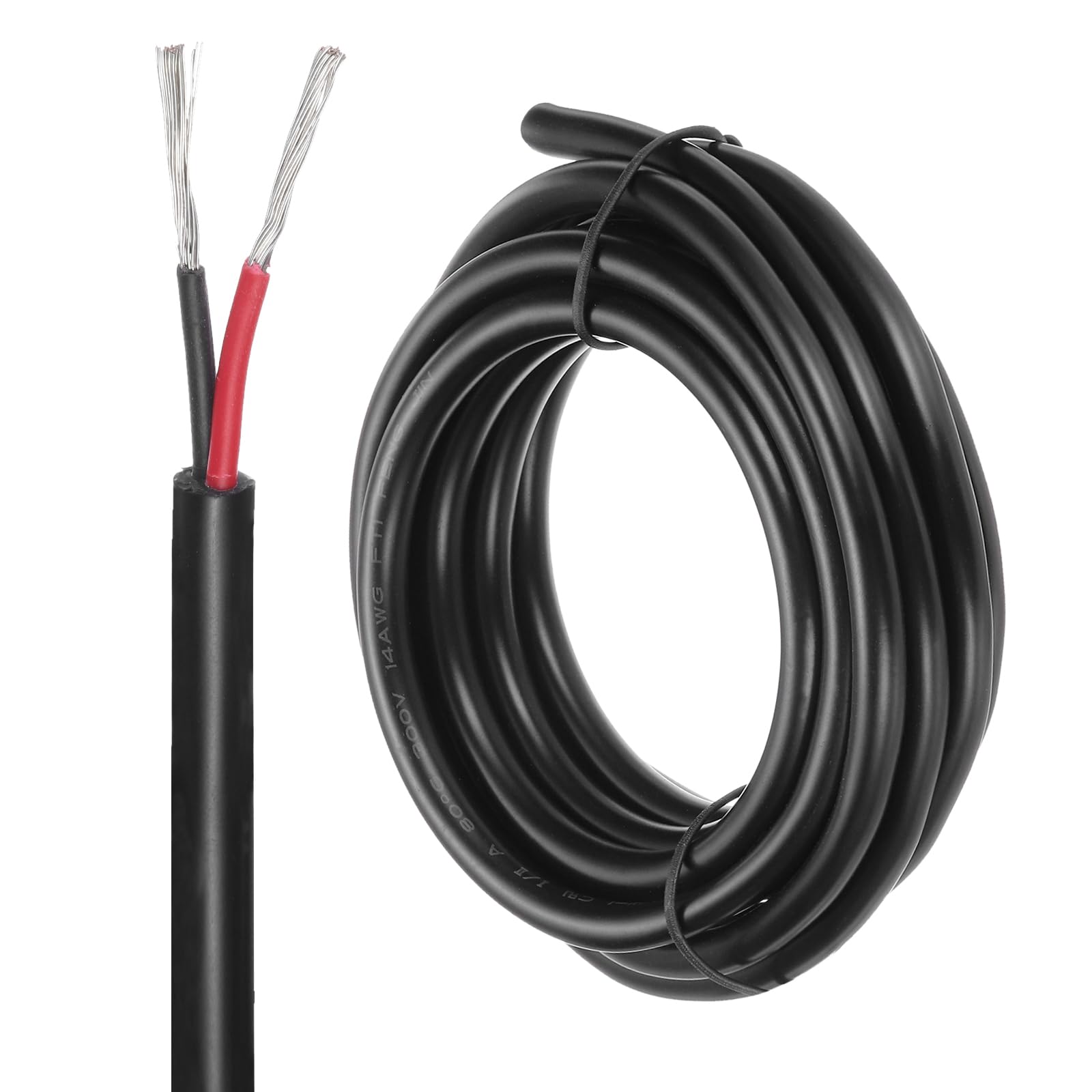 DMiotech 14 Gauge Wire Electrical Wire 2 Conductor, 14 AWG Extension Cable Cord 10 Ft/3 m UL2464 300V Stranded Tinned Copper Wire for LED Lighting Automotive