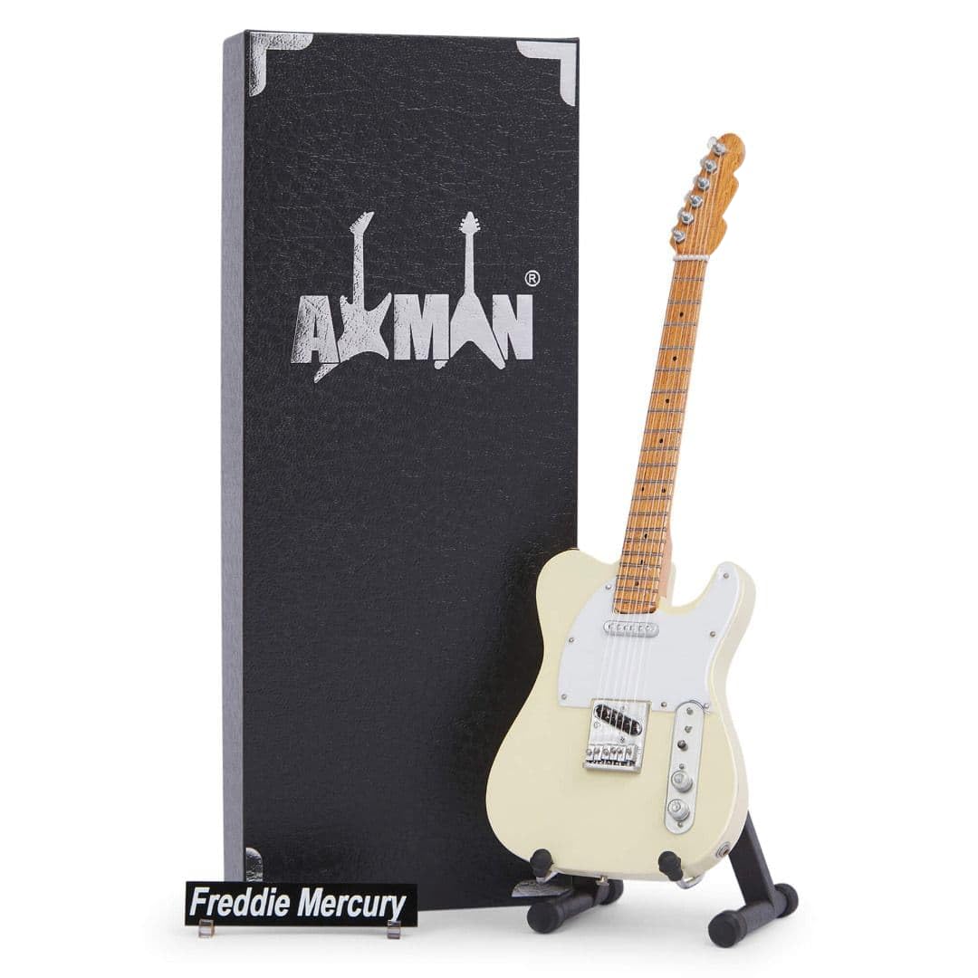 Axman Freddie Mercury Miniature Guitar Replica - Music Gifts - Handmade Ornamental 1/4 Scale - Display Box, Name Tag and Miniature Guitar Stand Included