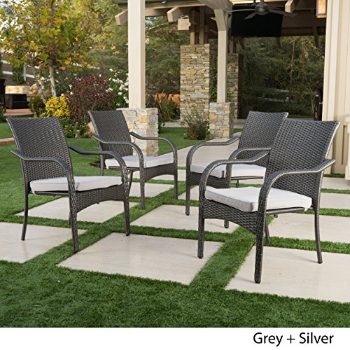 San Miguel | Wicker Stacking Outdoor Dining Chairs | Set of 4 | Perfect for Patio | Grey