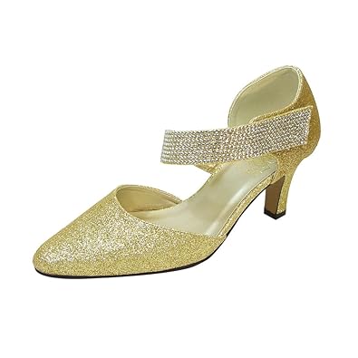 wide width gold pumps