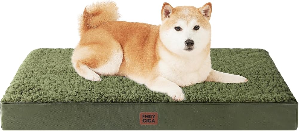 EHEYCIGA Orthopedic Dog Bed Large 91x68x9cm Dark Green Removable Cover