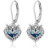 Horse/Dragon/Wolf Earrings for Women 925 Sterling Silver Celtic Knot Horse/Dragon/Wolf Earrings with Crystal Animal Jewelry Gifts for Women Girls