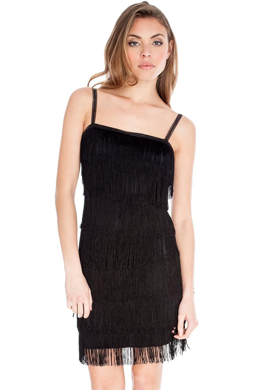 FLAPPER DRESS Stunning Black 1920's Fringe Flapper Party Evening