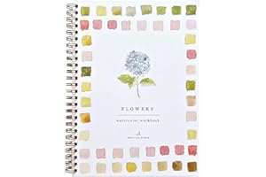 Flowers Watercolor Workbook by Emily Lex Studio, 12 Beginner Friendly Sketched Illustrations, Lay Flat Spiral Pages, 6.5 x 9 inch, 120lb Watercolor Paper