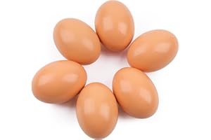 YunKo 6Pcs Wooden Fake Eggs Brown Wood Nest Eggs for Craft Decorate Get hens to Lay Egg Chicken Coop Accessories
