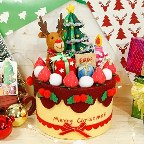 TongTa Felt Applique Kit Christmas Gift Box Rudolph Red-Nosed Reindeer Felt Fabric Patchwork Sewing DIY Craft Free Cutting