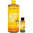 Alaffia Authentic African Black Soap Variety 2-Pack – All-In-One Liquid Soap, Travel-Size Eucalyptus Tea Tree + Full-Size Unscented Body Wash, Face Wash, Shampoo, Shaving Soap