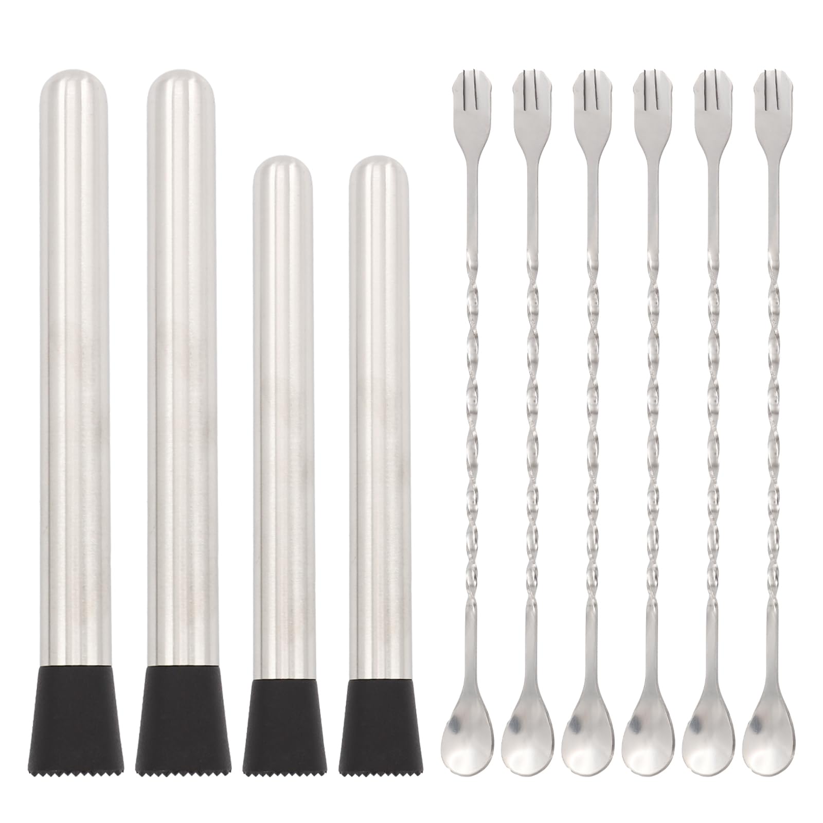 Photo 1 of 10 Inch & 8 Inch Stainless Steel Cocktail Muddler with 6 Mixing Spoon, Muddler for Cocktails and Lemonade Fruit Smasher for Drinks, for Mojito Lemon Milk Tea Bar Home Drink Making(10pcs)