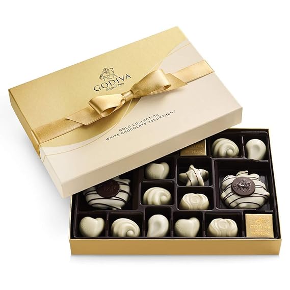 GODIVA Chocolatier Gift Box, WhiteChocolate, 22 Count