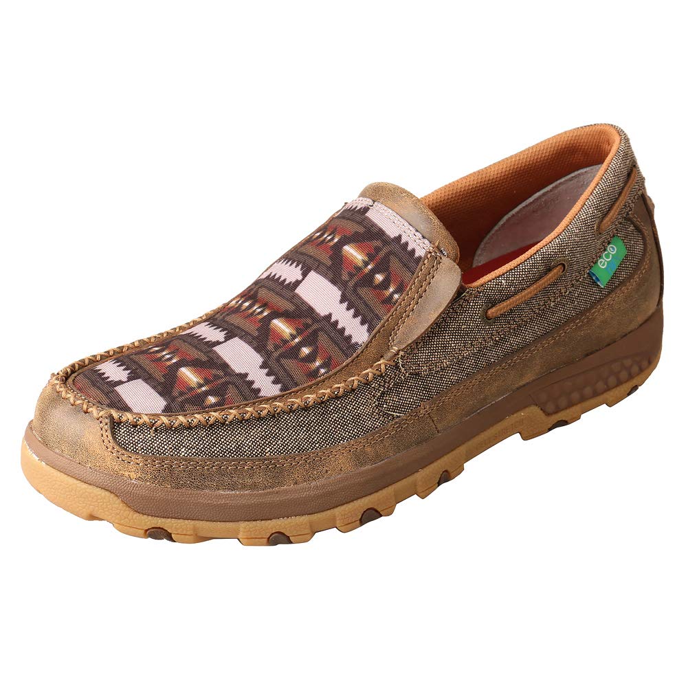 Twisted X Men's Slip-On Driving Moc, Moc Toe with CellStretch, Dust & Multi, 9.5 M Image