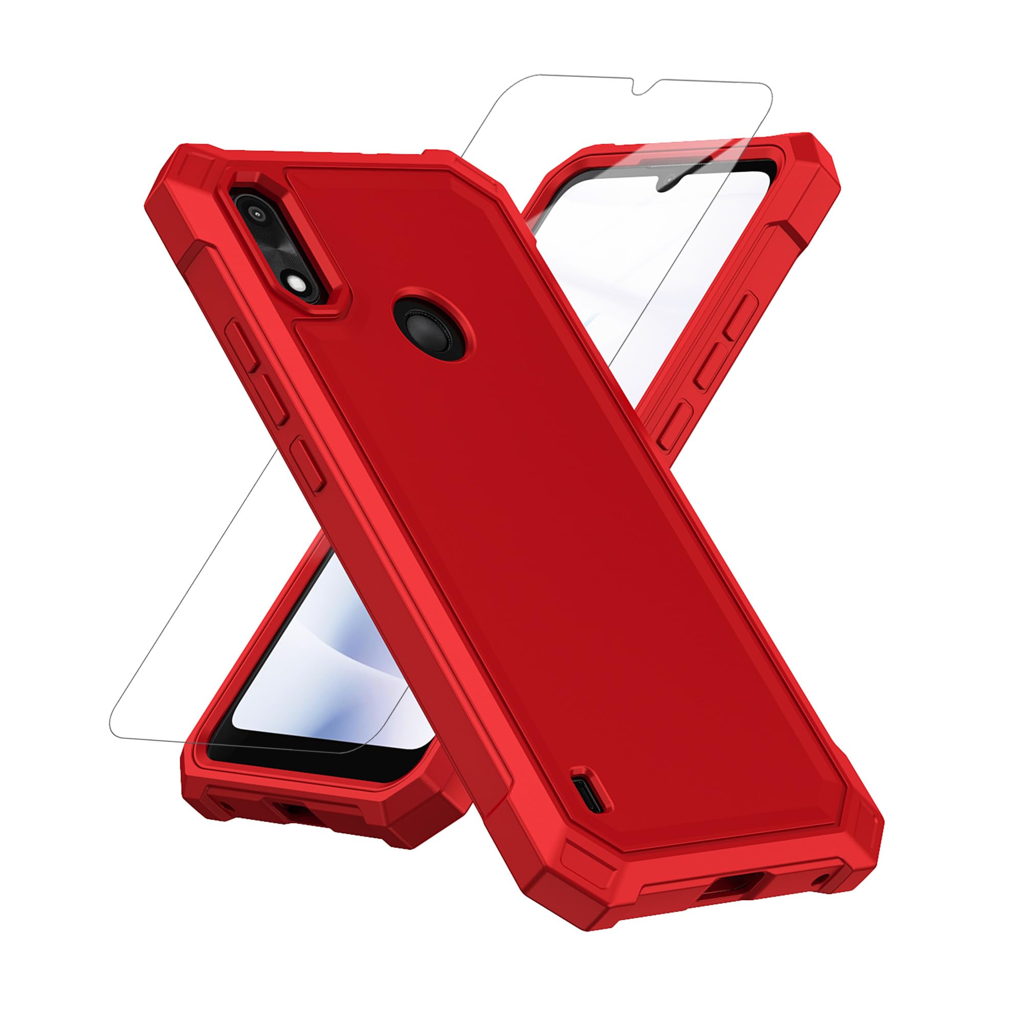 Photo 1 of WODAF Compatible with Gabb Phone 4 Case, with Screen Protector Hard PC Front Frame and Soft TPU Back, Shockproof Bumper Case (Red, Gabb Phone 4)
