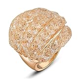 Mytys 18k Rose Gold Plated Mesh with Cubic Zirconia Design Fashion Cocktail Rings