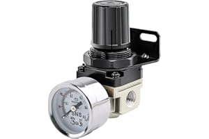 SNS Low Pressure Air Regulator Air Compressor Pressure Regulator With Bracket and Gauge Female Thread 1/4 NPT Adjustable AR20