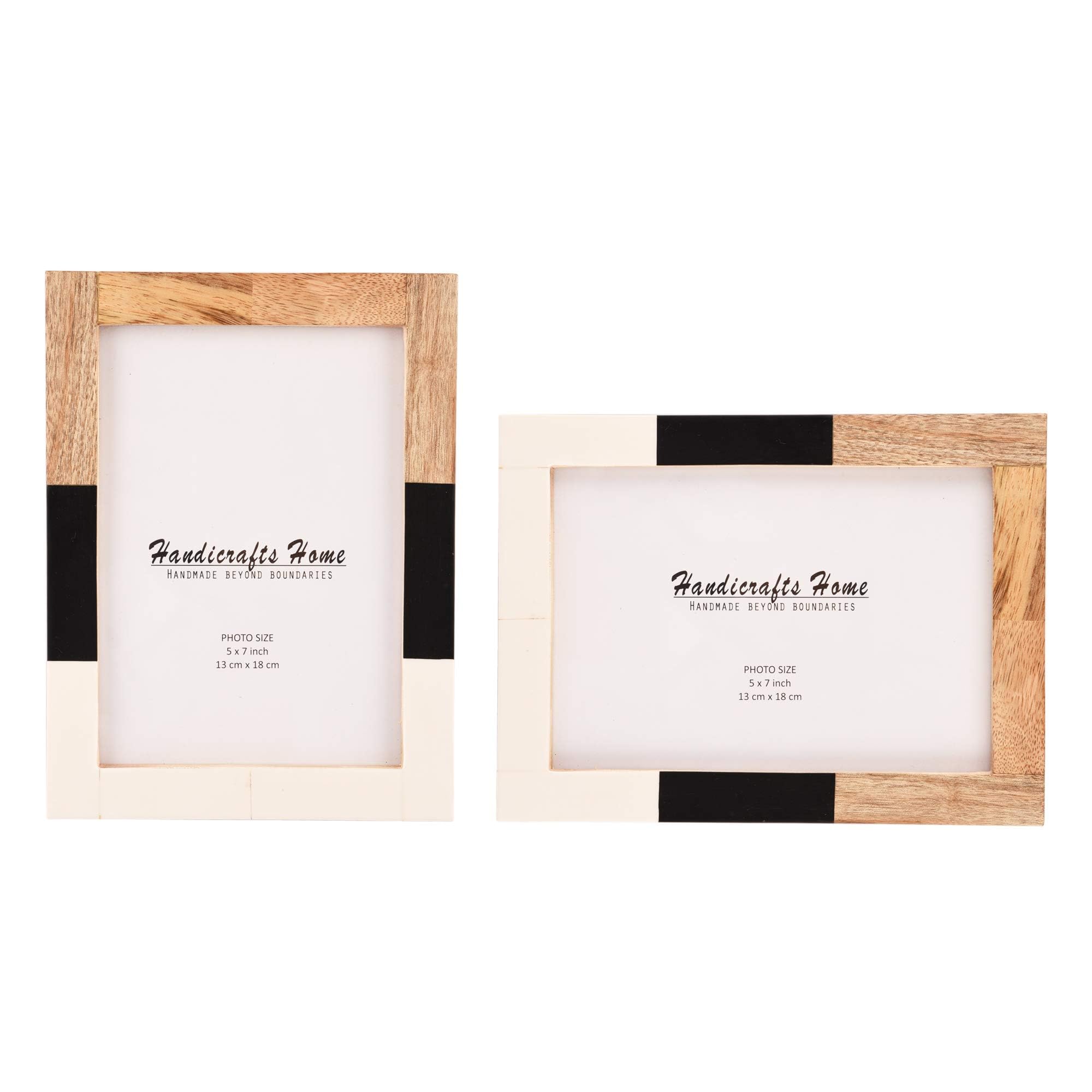 Handicrafts Home Handmade Photo Frame 5x7 Pack of 2, Farmhouse Home Decor Picture Frame for Wall Hanging, Desk Decor, Vintage Boho Frame for Living Room, Family Photo Frame, Wedding Gift - Maple