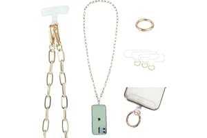 Casecond Crossbody Phone Lanyard Chain Shoulder Cell Phone Strap Phone Charm Neck Chain Phone Holder 3 Pad Patche Tether Universal for iPhone 15 Pro Max 14 13 12 11 Samsung S24 Flip 5 Google Moto Gold