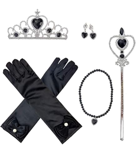 Amazon.com: Uintoon Princess Crown and Satin Long Gloves Set for Women  Elbow Length Opera Gloves Black Rhinestone Quinceanera Crown Princess  Costume Accessories for Prom Cosplay Birthday Dress Up Party : Clothing,  Shoes