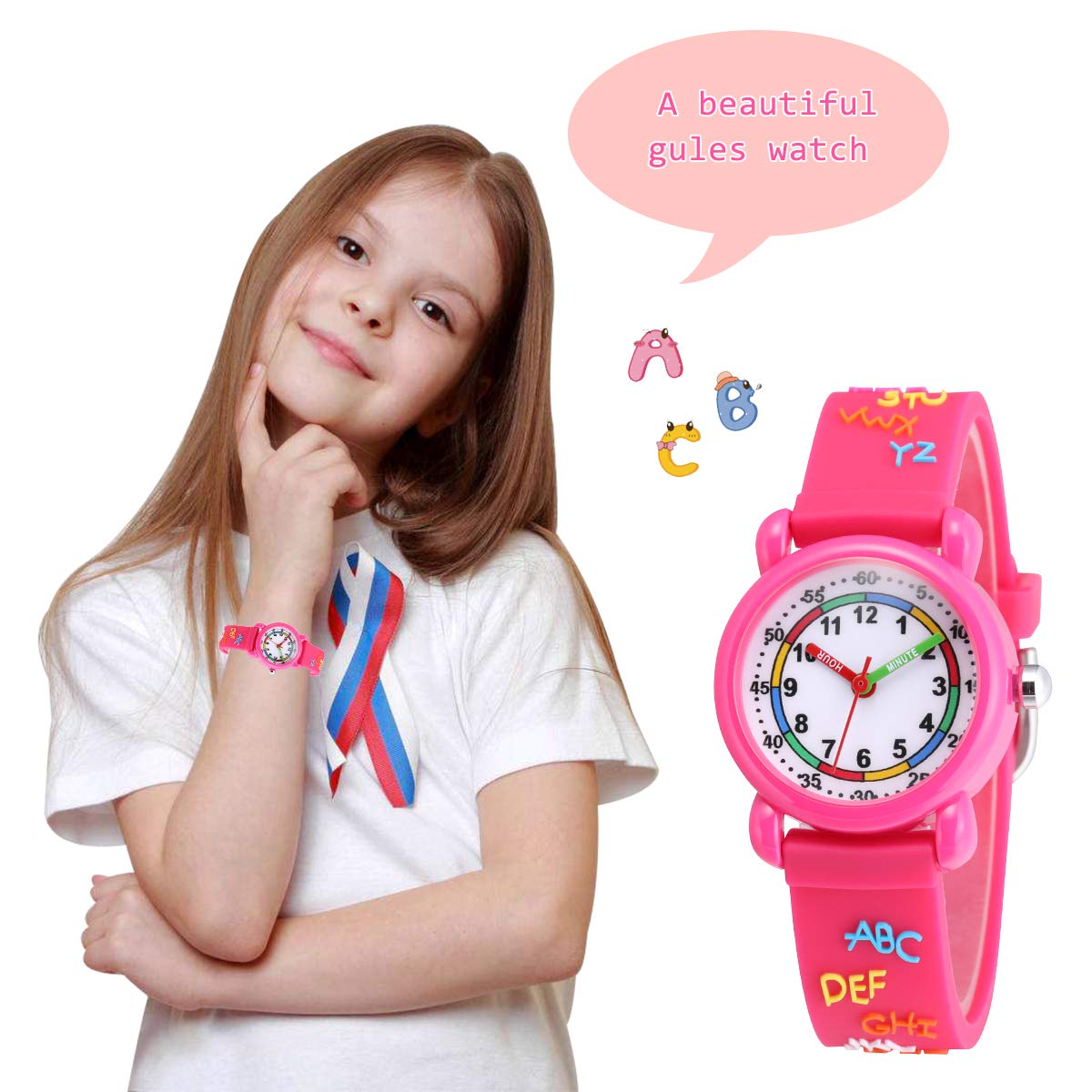 Jewtme Kids Time Teacher Watches 3D Cute Cartoon Silicone Children Toddler Butterfly Wrist Watches for Ages 3-10 Boys Girls Little Child