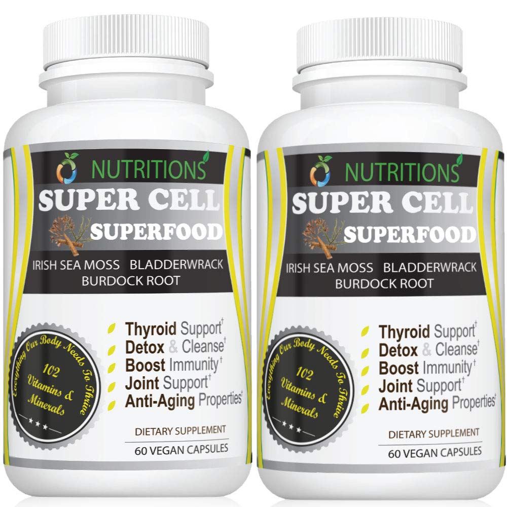 Sea Moss Blend Made with Irish Sea Moss, Bladderwrack and Burdock Root, Wildcrafted Sea Moss Capsule