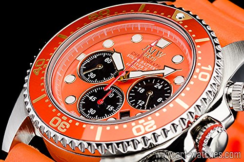 JMW TOKYO]オレンジ&ホワイト上級ソーラー200m防水ダイバークロノ 