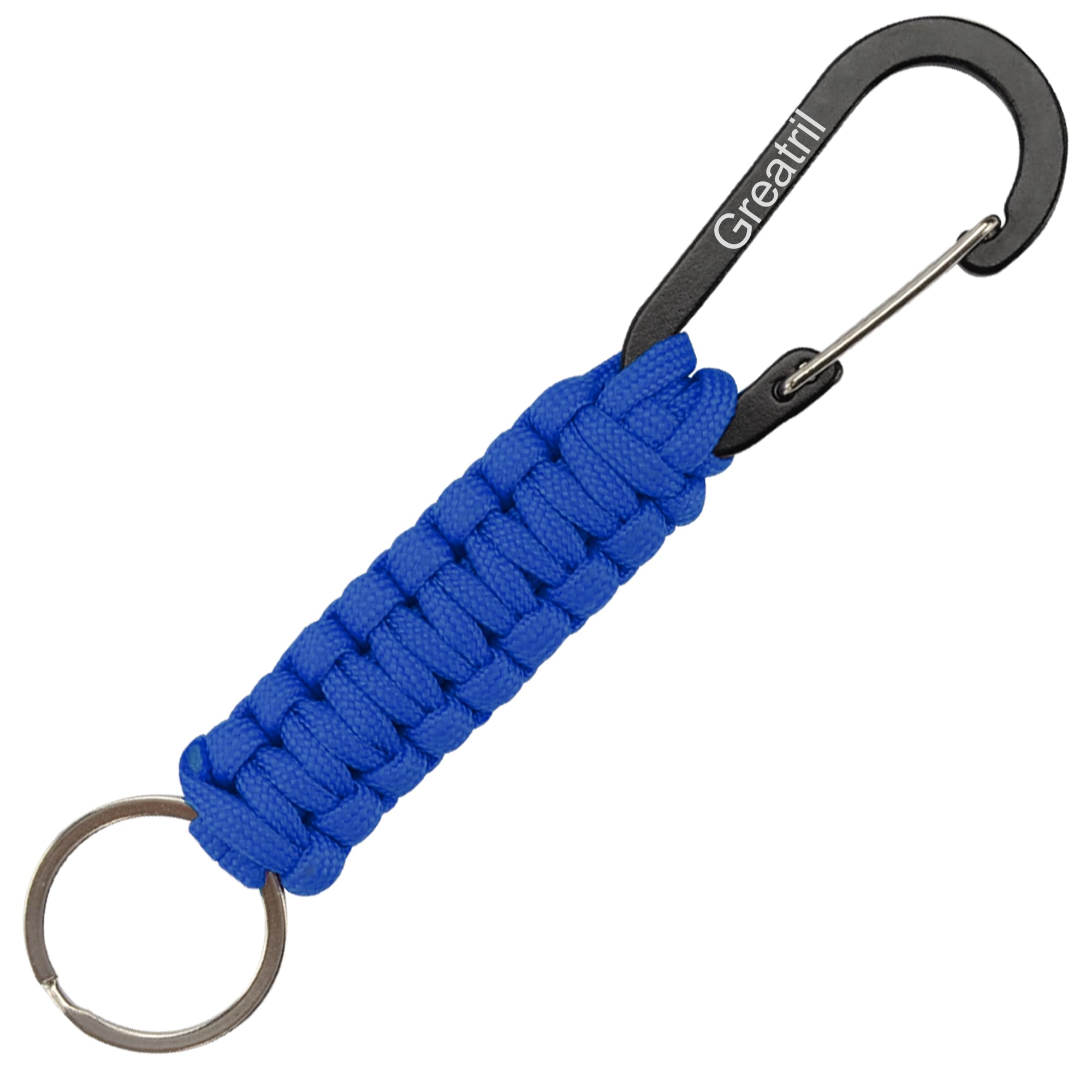 Keychain Keyring with Carabiner - GREATRIL Paracord Key Chain Hanger Carabiners Clips for Outdoor Boys/Girls/Men/Women (Blue)