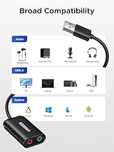 UGREEN USB Sound Card 2.0 to 3.5mm Headphone Mic Adapter DAC HS-100B view 6