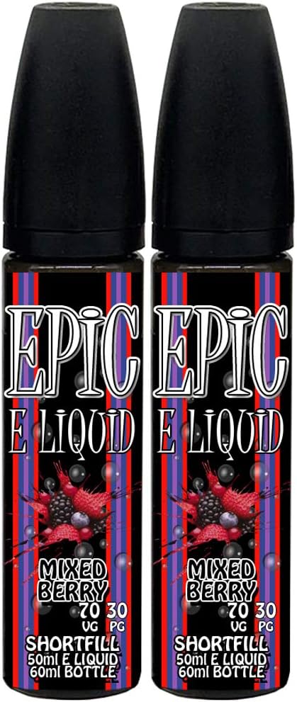 Twin Pack - 2X Mixed Berry E Liquid 70/30 Shortfill Vape Juice High VG Premium E-Liquid No Nicotine 0mg Short Fill Shortfilled Shisha eJuice Ecig E Cigarette Juice (EPIC E LIQUID)