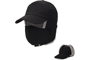 AOSKEY Trapper Hat for Men Women Waterproof Winter Warm Baseball Cap with Ear Flaps and Mask