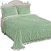 Collections Etc Calista Chenille Lightweight Bedspread with Fringe Border, Sage, Queen