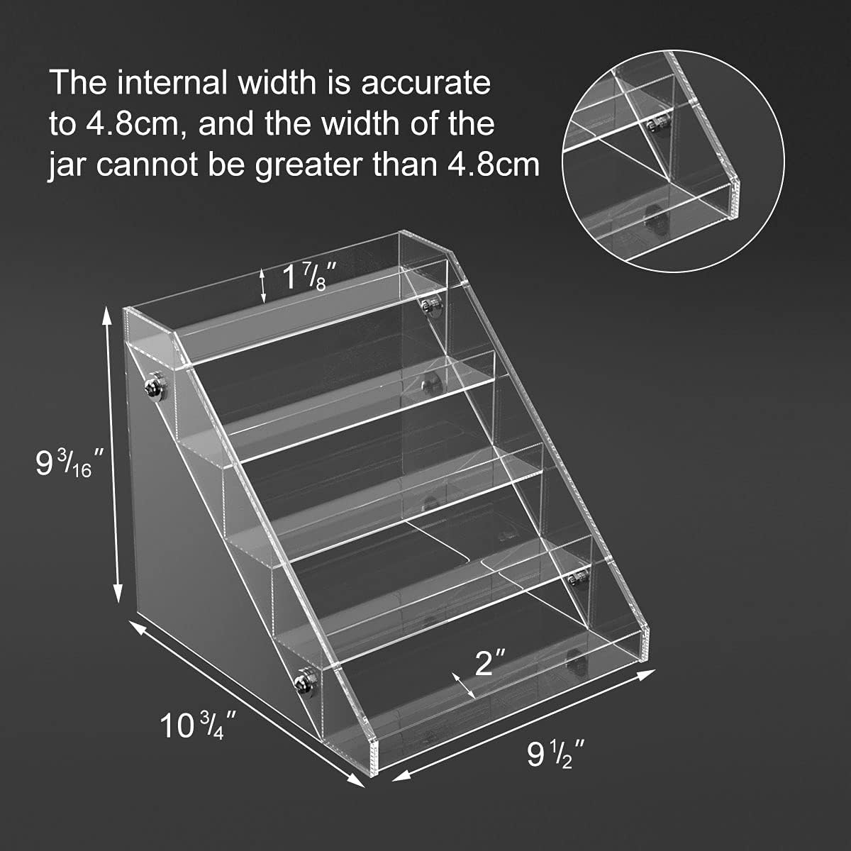 NIUBEE Acrylic Spice Rack, Clear 5 Tiers Seasoning Shelf Kitchen Spice Organizer for Countertop Pantry Cabinet: Home Improvement