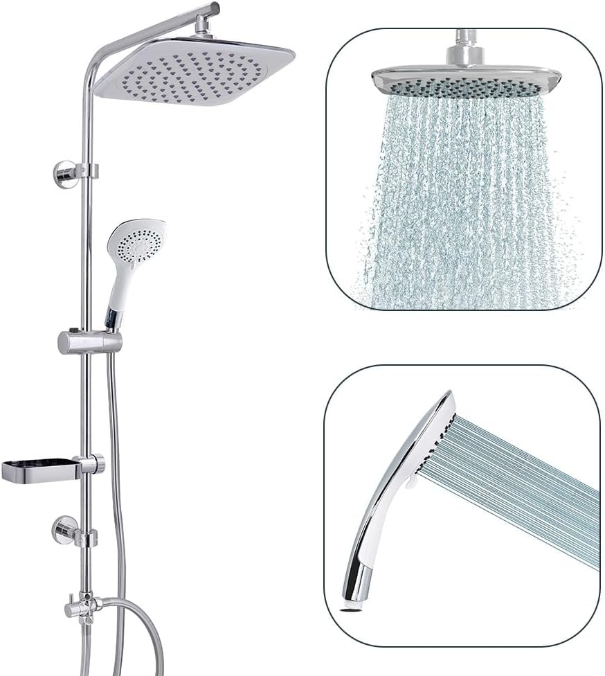 AQUALONA Aquacapri Shower Column Chrome 92x15x16 cm Rainfall Shower Head