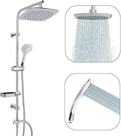 AQUALONA Aquacapri Shower Column Chrome 92x15x16 cm Rainfall Shower Head