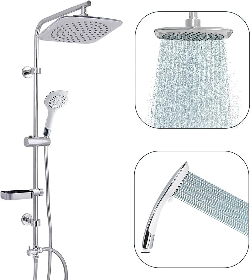 AQUALONA Aquacapri Shower Column Chrome 92x15x16 cm Rainfall Shower Head