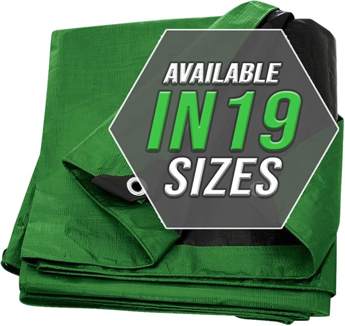 Tarp Cover Green/Black Waterproof 40X40 Great for Tarpaulin Canopy Tent