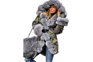 Roiii Women Thicken Warm Winter Coat Hood Down Parka Fleece Fur Outdoor Overcoat Long Jacket Outwear