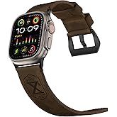 Vintage Leather Band Compatible with Apple Watch Ultra 3 /Ultra 2 / Ultra Band 49mm 46mm 45mm 44mm, 26mm Wide Crazy Horse Leather Strap for Men iWatch Series 10 9 8 7 6 5 4