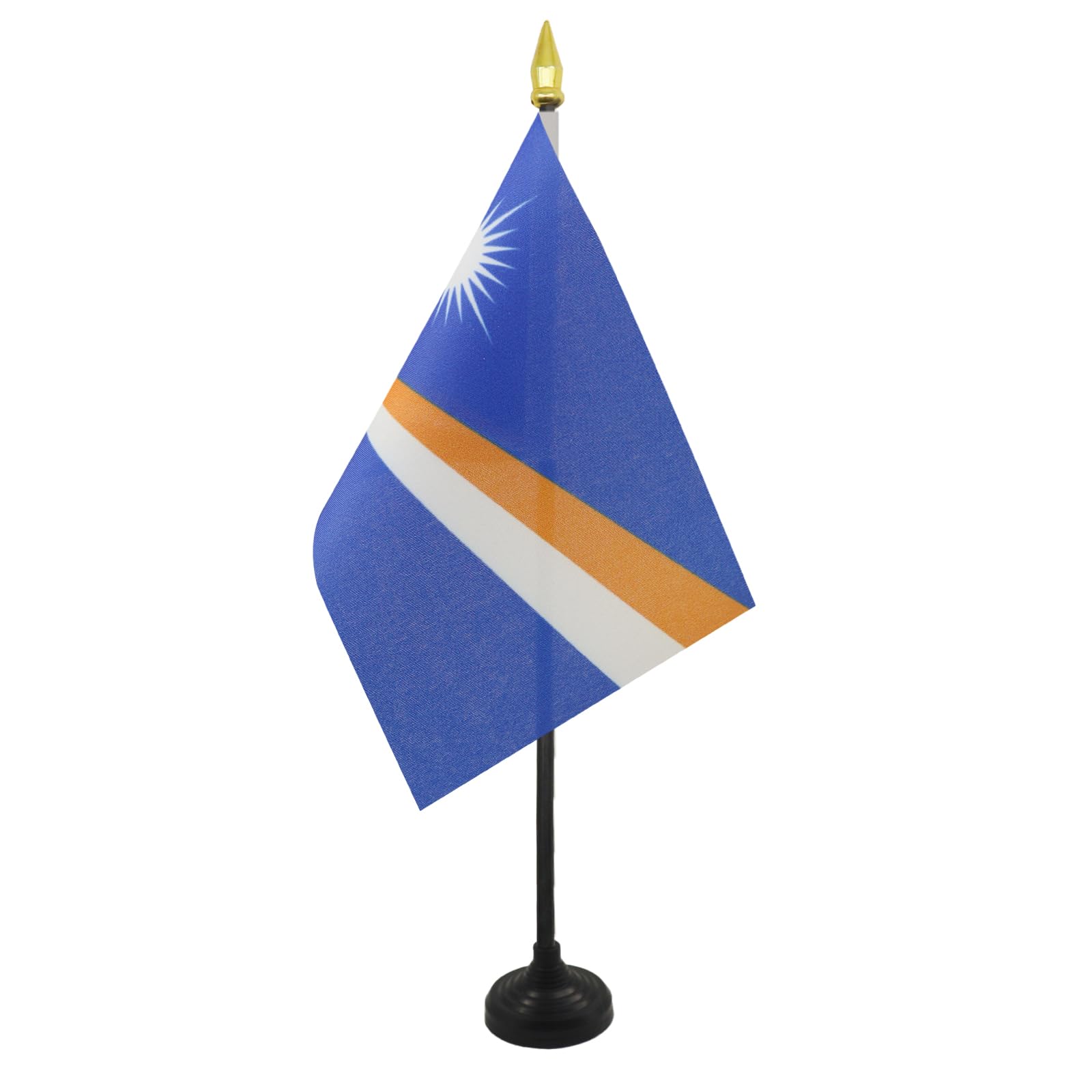 AZ FLAG - Marshall Islands Table Flag 4'' x 6'' - Marshallese Mini Desk Flag 100% Polyester 15 x 10 cm - Office Mini Banner with 10'' Pole - Golden Spear