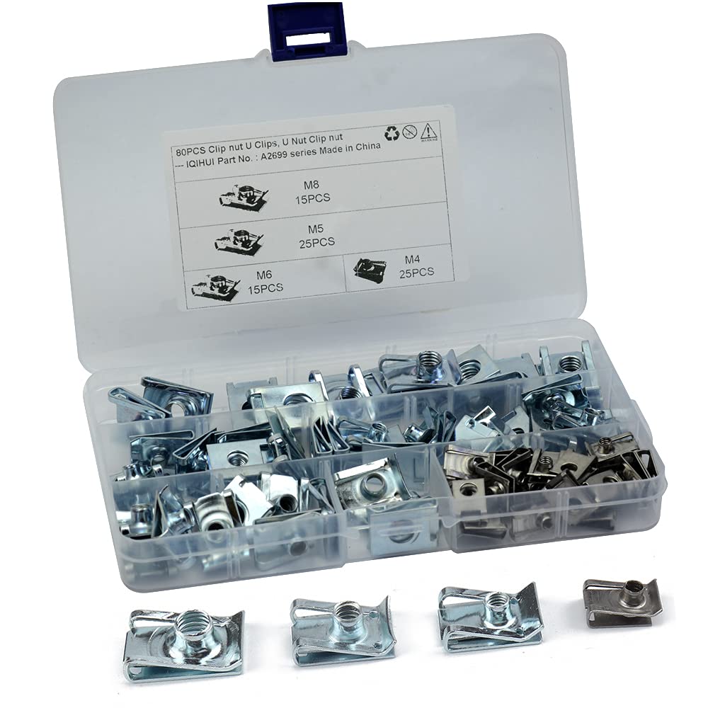 ASNOMY 80pcs Stainless Steel Nut Set, M4, M5, M6, M8, Hex Nuts