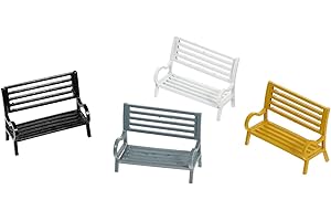 Totority 4pcs Miniature Park Bench Dollhouse Plasic Chair Mini Couch Dollhouse Supply for Sand Table Lanscape Fairy Garden (Assorted Color)