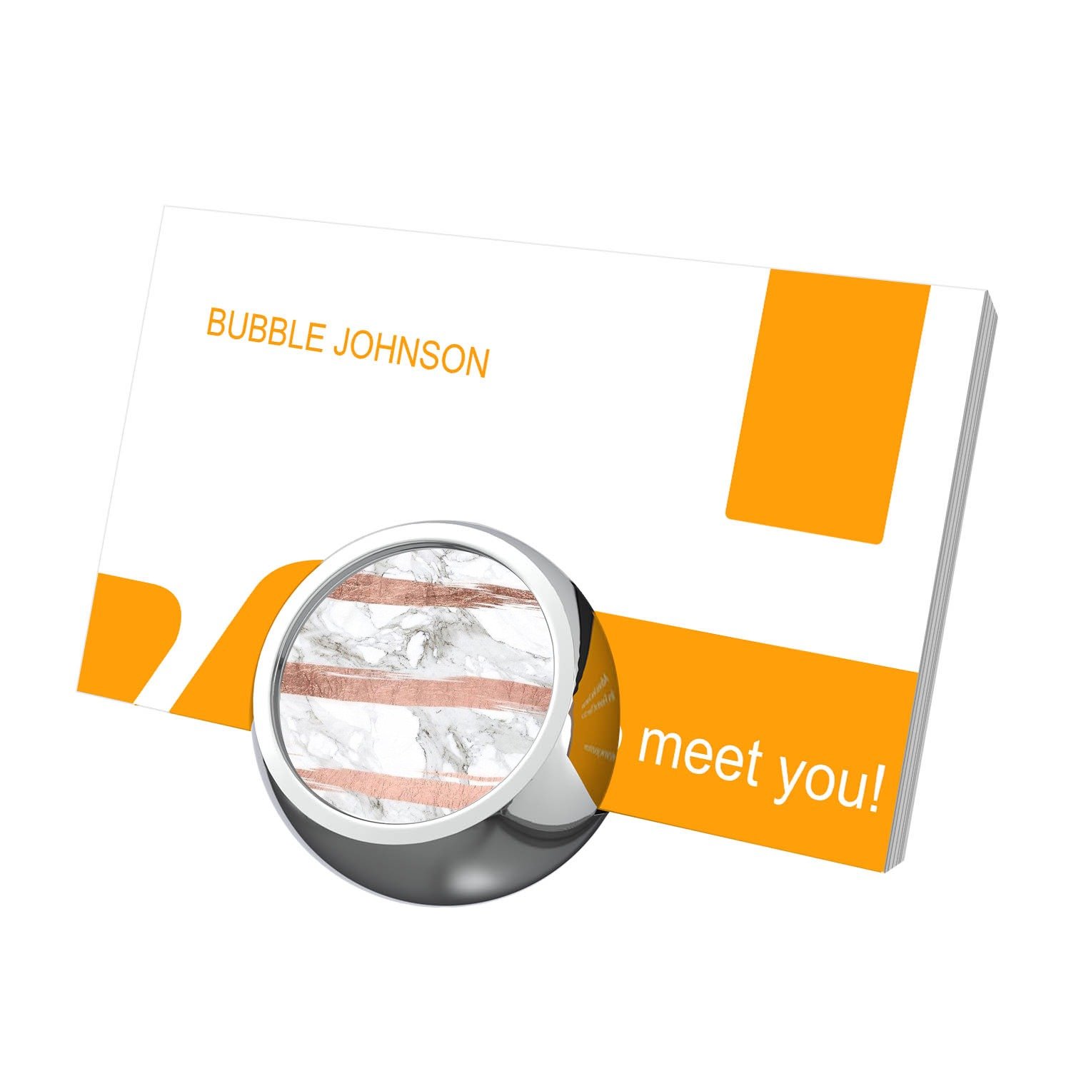 Marble Rose Gold Marble Business Card Holder Desk Display Stand, Customized Design Stainless Steel Name Card Holder for Men and Women, Silver (Marble Rose Gold Marble)