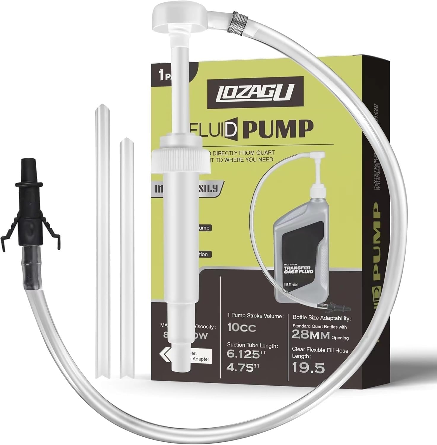 Photo 1 of LOZAGU Fluid Pump for Standard Quart Bottles - 10cc Per Pump Stroke, Transmission Fluid Pump with 3rd Hand Adapter, Transfer Gear Oil, Differential & Transmission Fluid (1Pack-28mm)